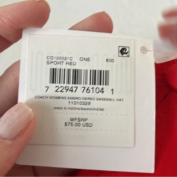 Coach Red Baseball Hat with Embroidered Logo - Picture 10 of 10